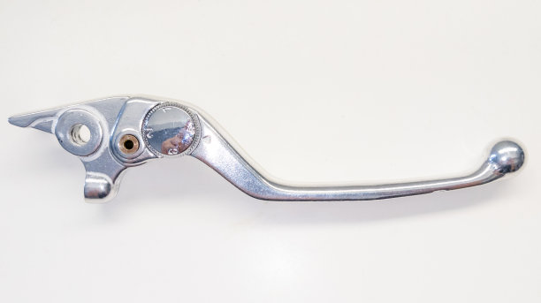 摩托车钢制动手柄银新现代摩托车部分在孤立的白色背景图片下载