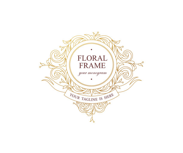 花卉金色装饰，框架，字母组合。阿拉伯和东方的主题。装饰性的插图。图片下载