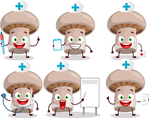 医生职业表情符号与portobelo卡通图片下载