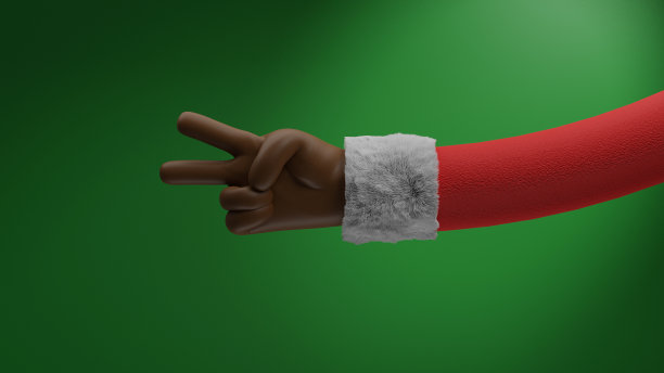 3D渲染的圣诞卡通圣诞老人人物黑色的双手节日模板有趣图片下载