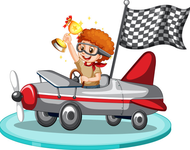 在飞机上拿着奖杯的小男孩图片下载