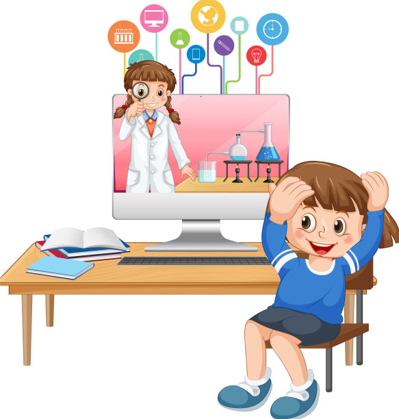 年轻女孩在电脑前学习图片下载
