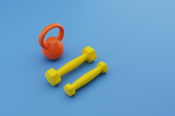 三维渲染健身设备的颜色全背景。图片下载