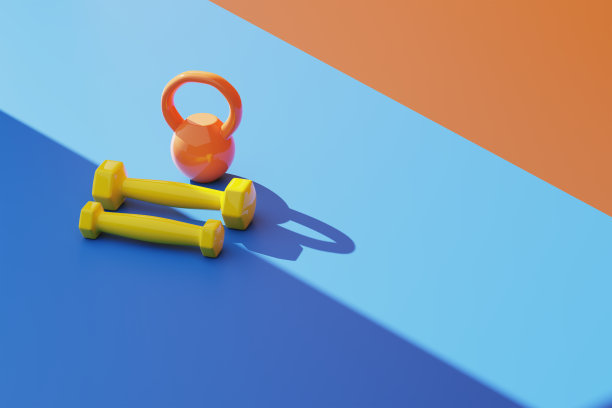 三维渲染健身设备的颜色全背景。图片下载