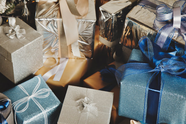 圣诞假期背景盒与新年礼物图片下载