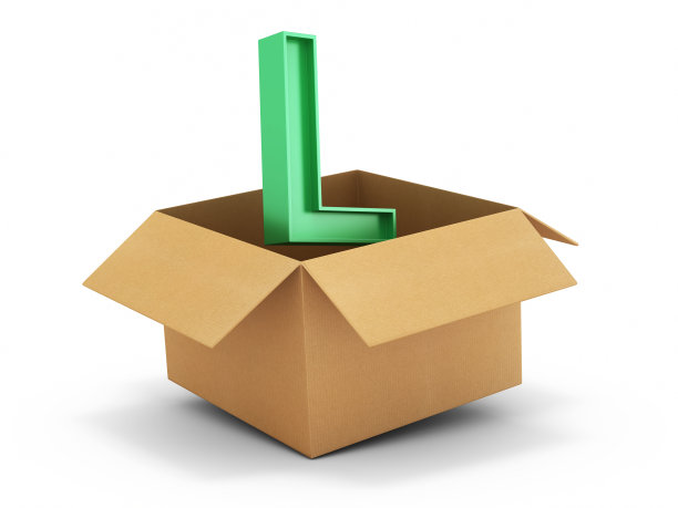 3D渲染字母字母L在纸箱上白色背景股票照片图片下载