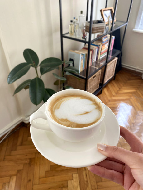 一杯咖啡卡布奇诺在女人手上图片下载