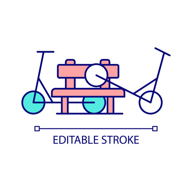 电动滑板车杂乱的RGB颜色图标图片下载