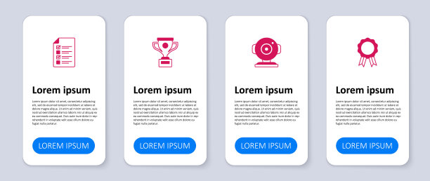 集学历、网络摄像头、奖杯、测验、测验、调查为一体的在线教育。业务信息模板。向量图片下载