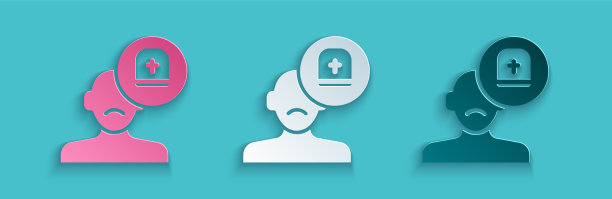 剪纸男医生图标孤立的蓝色图片下载