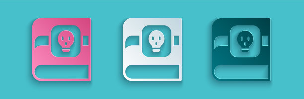 剪纸书关于毒药与头骨图标图片下载