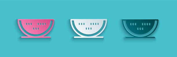 剪纸西瓜图标孤立的蓝色图片下载