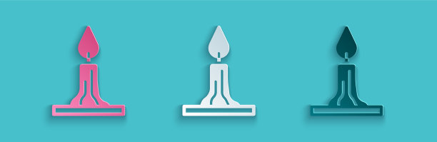 剪纸燃烧蜡烛在烛台图标图片下载