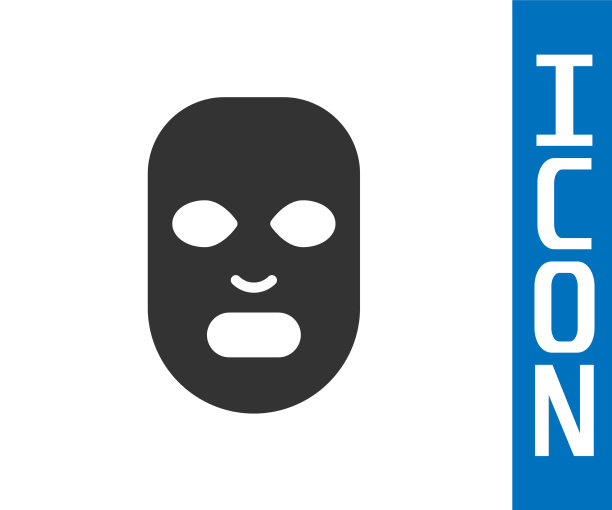 灰色面部化妆面具图标孤立在白色图片下载