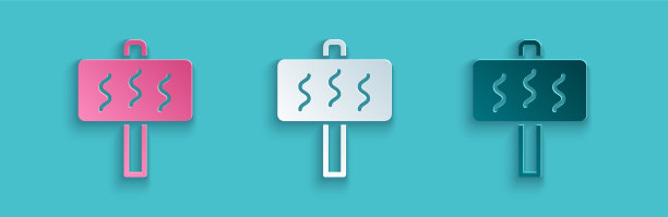 剪纸桑拿图标孤立的蓝色背景图片下载