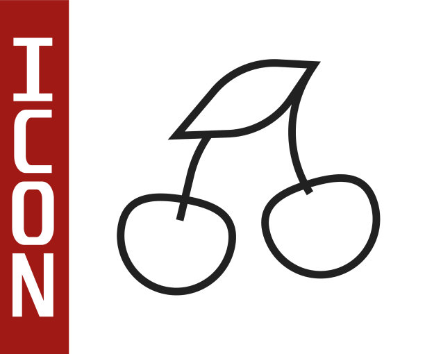 黑线新鲜的夏季浆果图标孤立图片下载