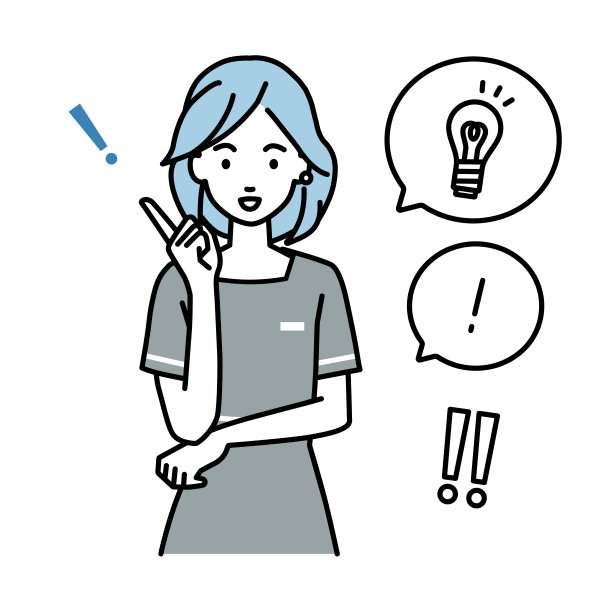 一个美学家女人得到了一个伟大的想法，站在指向的手势灯泡和感叹号设置图片下载