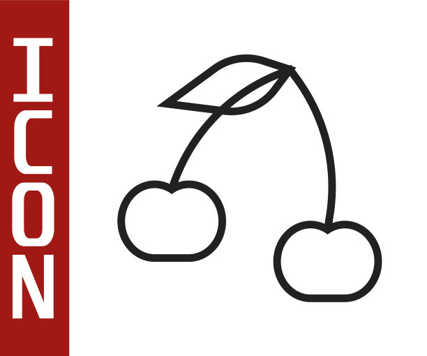 黑色的线樱桃图标孤立在白色图片下载