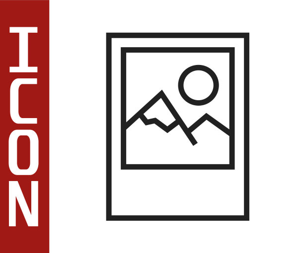 黑线照片框图标孤立在白色图片下载