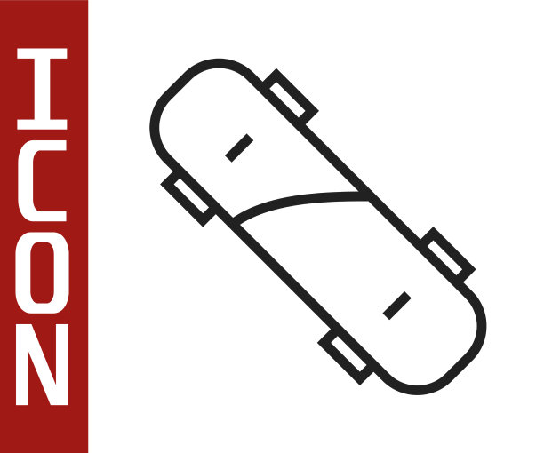 黑色线条滑板图标孤立在白色图片下载