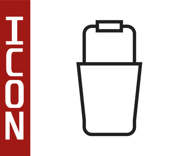 黑色线条桑拿桶图标孤立在白色图片下载