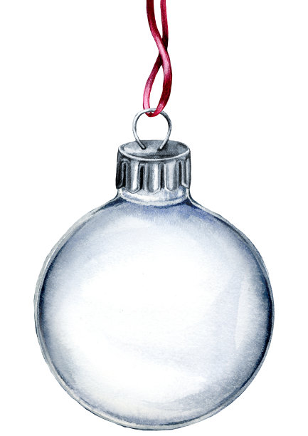 水彩圣诞透明玻璃球孤立在白色。图片下载