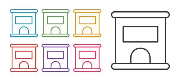 设置线售票处购买火车票或飞机图标孤立在白色背景。购买门票。票服务。设置图标丰富多彩。向量图片下载