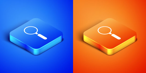 等距放大镜图标孤立在蓝色图片下载