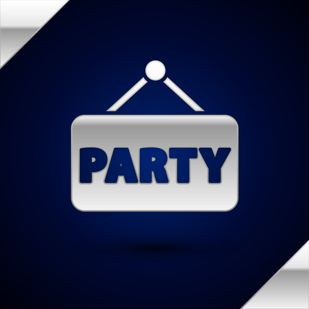 银色招牌图标孤立在深蓝色图片下载