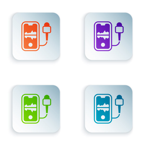 彩色移动记录图标孤立在白色图片下载