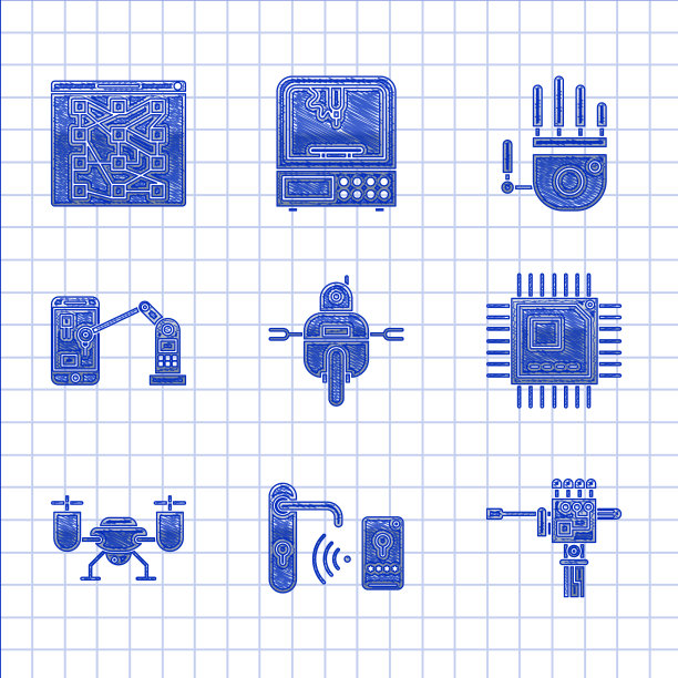 设置机器人机械手和螺丝刀图片下载