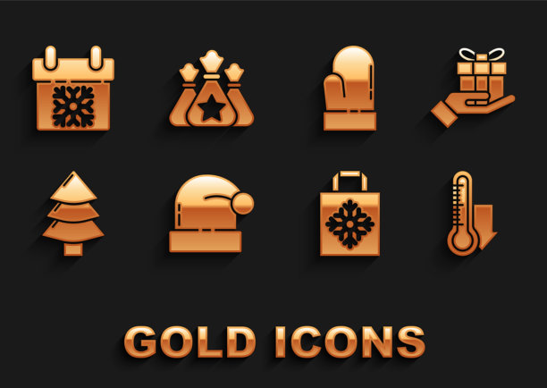 把圣诞老人的帽子礼盒放在手里图片下载