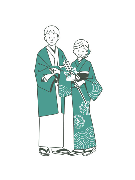 穿着日本和服的男人和女人图片下载