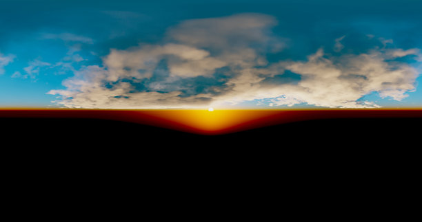3 d渲染。日落或日出时，蓝天白云密布。环境360 HDRI MAP。等边投影，球面全景。图片下载