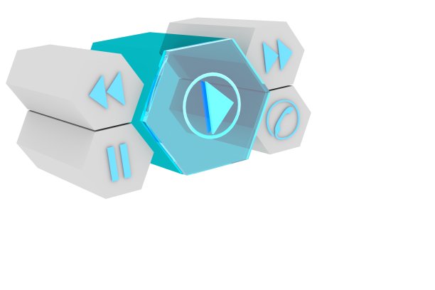 音乐播放器按钮3D渲染。音乐播放器按钮。播放按钮。图片下载