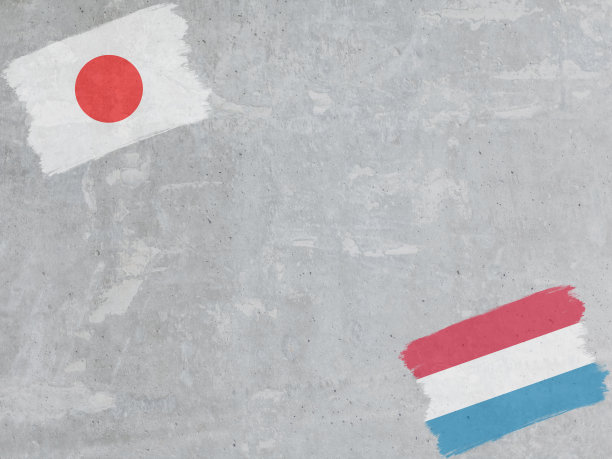用干刷绘有日本和荷兰国旗的混凝土墙图片下载