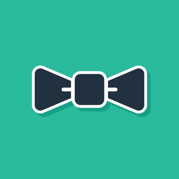 蓝色领结图标孤立的绿色背景图片下载