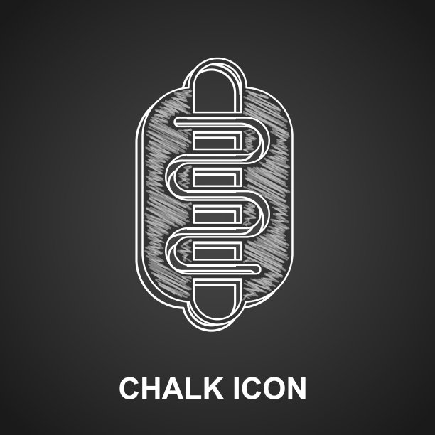 粉笔热狗三明治图标孤立在黑色图片下载