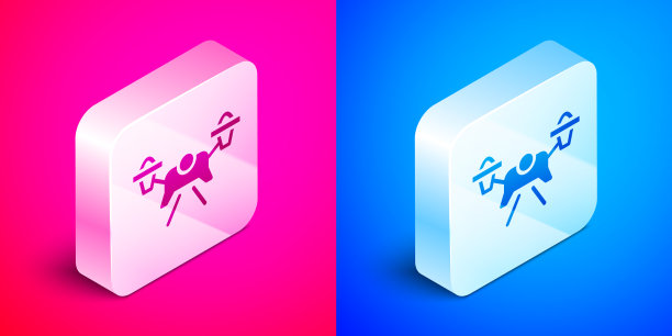 等距无人机飞行图标孤立在粉红色和图片下载