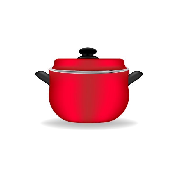 锅盖插图;孤立的红色炊具在白色的背景图片下载