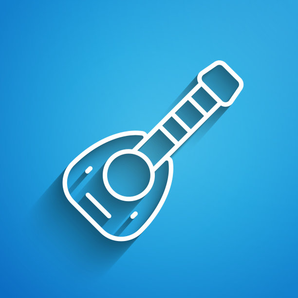 白线乐器琵琶图标孤立图片下载