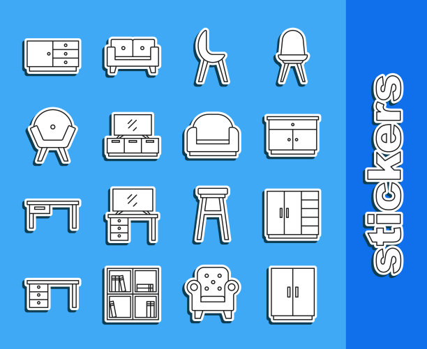 套线衣柜家具，床头柜，扶手椅图片下载