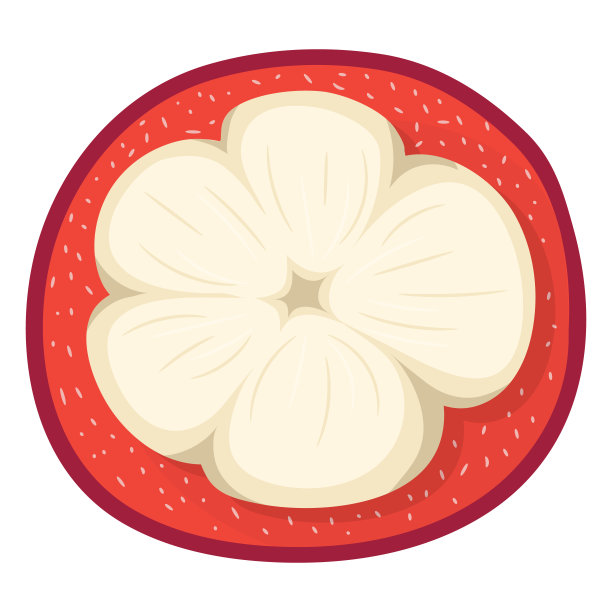 新鲜的半去皮山竹果，孤立在白色背景上。夏日水果，健康生活方式。有机水果。卡通风格。任何设计的矢量插图。图片下载