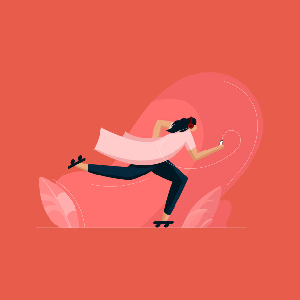 快乐的年轻女孩享受在秋天公园的音乐轮滑图片下载