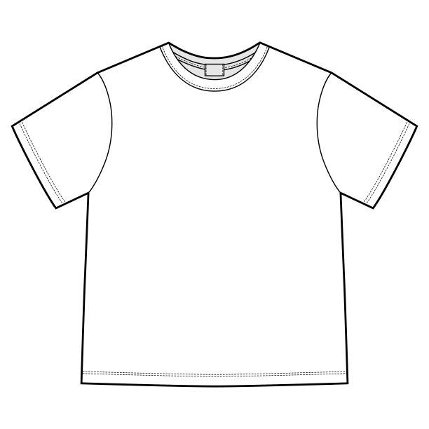 技术草图空白男女t恤孤立。服装t恤CAD设计模板图片下载