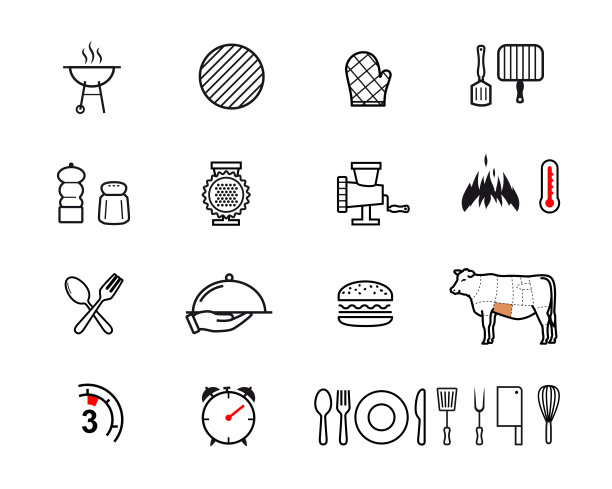 烧烤的图标集。图片下载