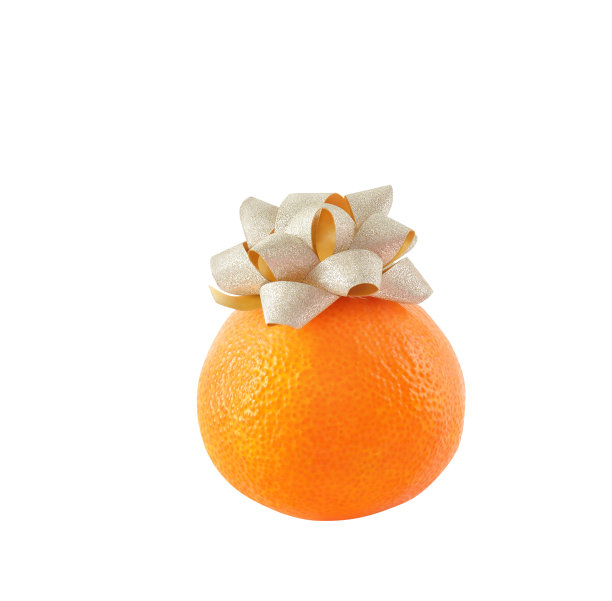 全橘色，白色上有金色蝴蝶结图片下载