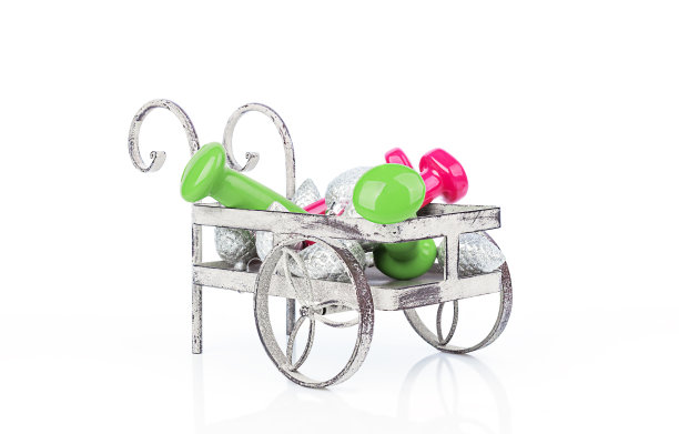 带着哑铃的圣诞雪橇。图片下载