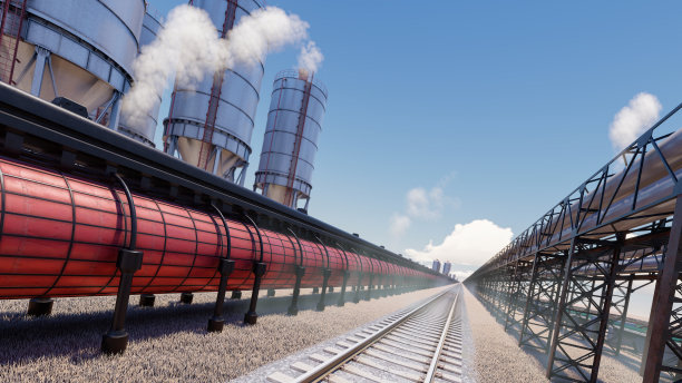 倾斜视图的铁路轨道之间的管道在白天图片下载