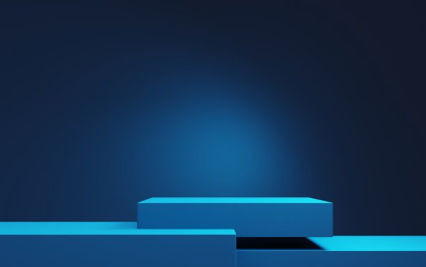 蓝色抽象几何背景的三维渲染。朋克的概念。场景广告，技术，展示，元verse，横幅，化妆品，时尚，商业。科幻小说插图。产品显示图片下载